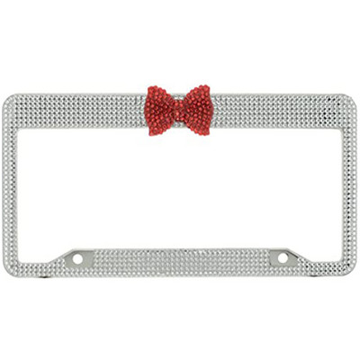 Držač registarskih pločica Autodijelovi Vanjska obloga automobila Zaštitite svoje tablice Okvir od nehrđajućeg čelika za američki model 1 kom s ružičastom leptir mašnom