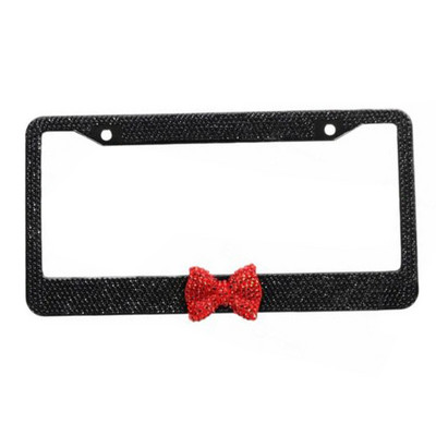 Držač registarskih pločica Autodijelovi Vanjska obloga automobila Zaštitite svoje tablice Okvir od nehrđajućeg čelika za američki model 1 kom s ružičastom leptir mašnom