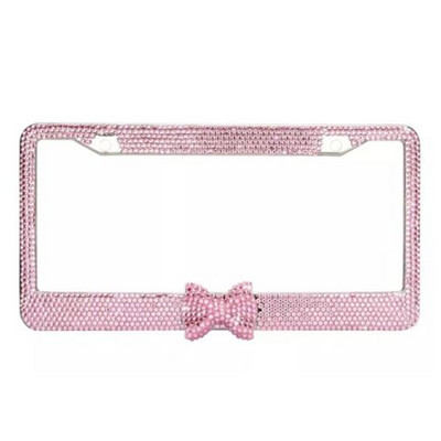 Držač registarskih pločica Autodijelovi Vanjska obloga automobila Zaštitite svoje tablice Okvir od nehrđajućeg čelika za američki model 1 kom s ružičastom leptir mašnom