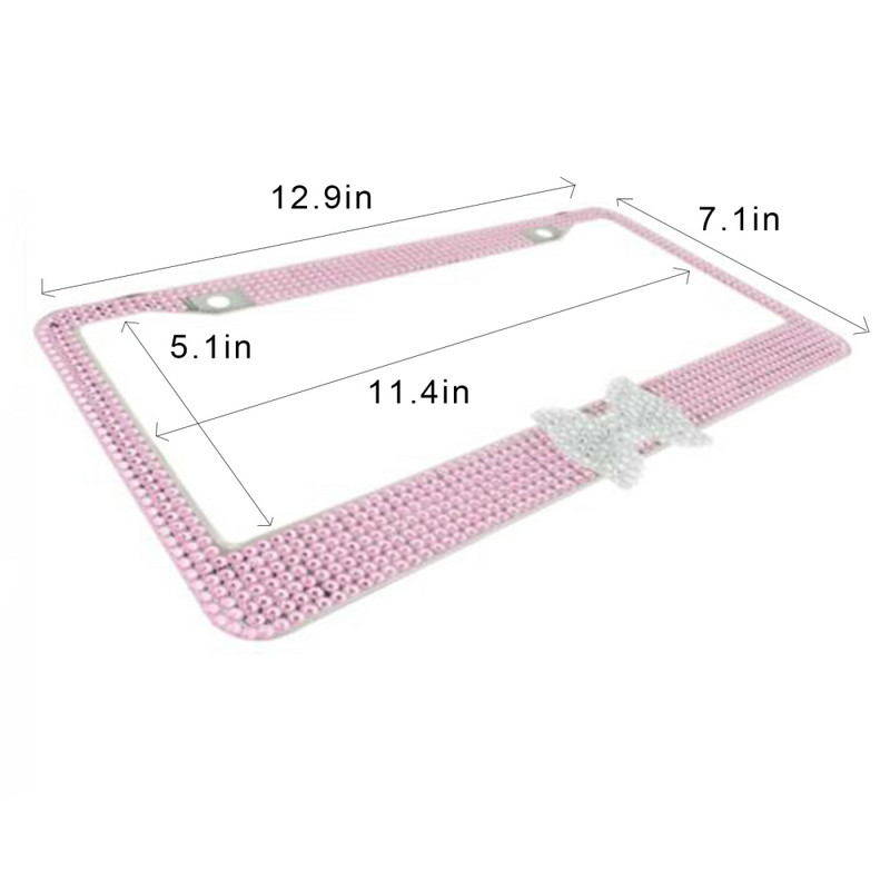 Držač registarskih pločica Autodijelovi Vanjska obloga automobila Zaštitite svoje tablice Okvir od nehrđajućeg čelika za američki model 1 kom s ružičastom leptir mašnom