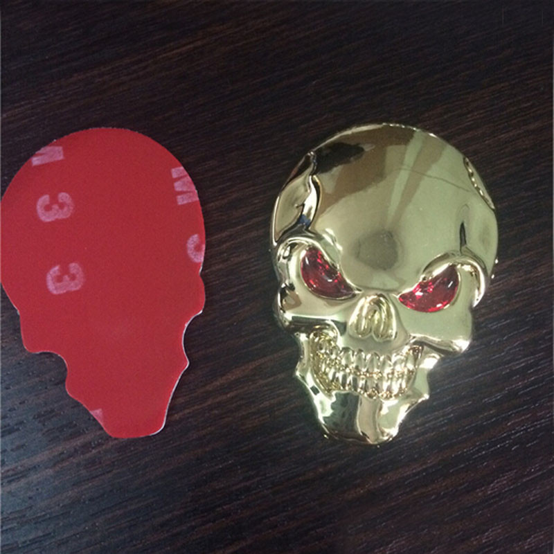 3D Metalna Zlatna Crna Lubanja Kostur Auto Motocikl Naljepnice Naljepnice Značka Grba