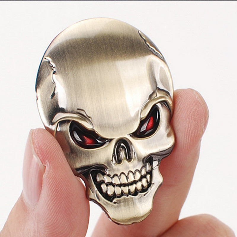 3D Metalna Zlatna Crna Lubanja Kostur Auto Motocikl Naljepnice Naljepnice Značka Grba