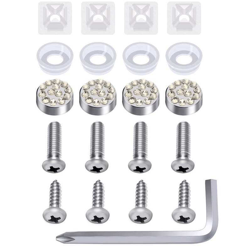 Rám na evidenčné číslo auta s kamienkami, krištáľový diamant, držiak na evidenčné číslo auta z nehrdzavejúcej ocele, čierna/biela/ružová