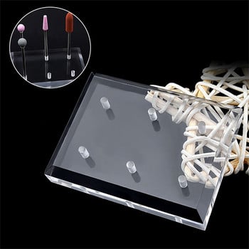 1 ΤΕΜ Clear Acrylic Bit Drill Nail Holder Stand Organizer Display Organizer 12 Holes Drill Bit Hole Εργαλεία μανικιούρ για οικιακή χρήση