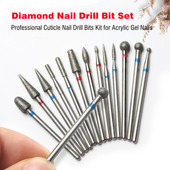 Set dijamantnih svrdla za nokte od 10 komada, 3/32'' (2,35 mm) Profesionalni komplet svrdla za zanoktice za nokte s akrilnim gelom, Efile manikura
