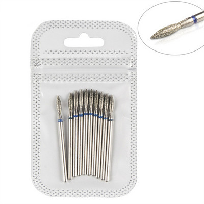 Set dijamantnih svrdla za nokte od 10 komada, 3/32'' (2,35 mm) Profesionalni komplet svrdla za zanoktice za nokte s akrilnim gelom, Efile manikura