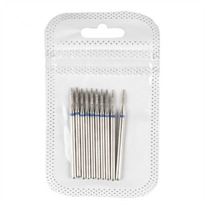Set dijamantnih svrdla za nokte od 10 komada, 3/32'' (2,35 mm) Profesionalni komplet svrdla za zanoktice za nokte s akrilnim gelom, Efile manikura