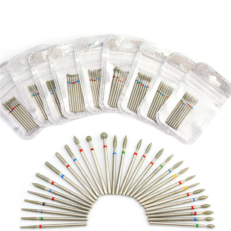 Set dijamantnih svrdla za nokte od 10 komada, 3/32'' (2,35 mm) Profesionalni komplet svrdla za zanoktice za nokte s akrilnim gelom, Efile manikura