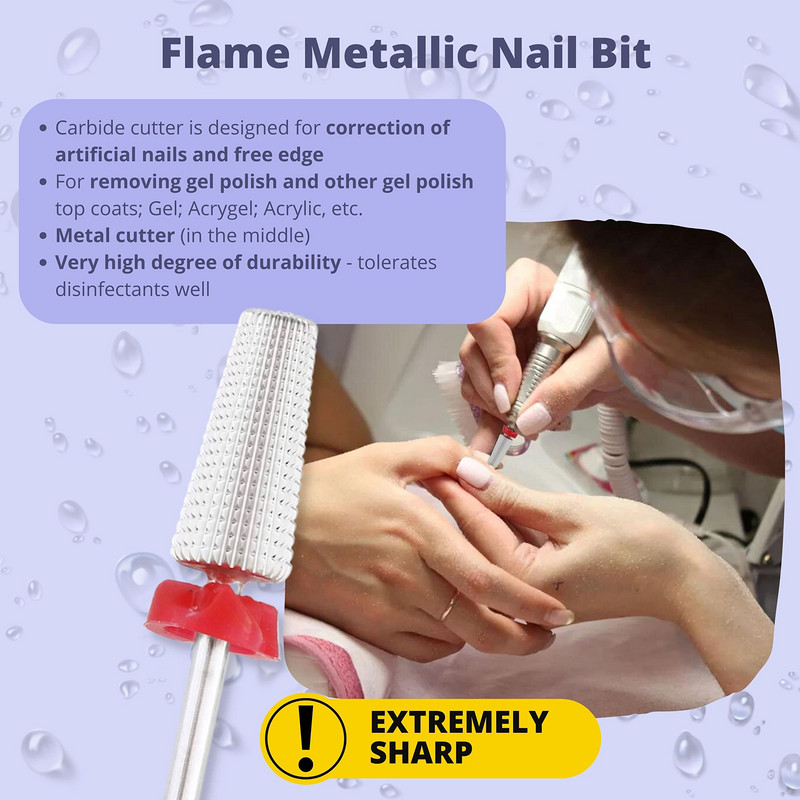 Svrdla za nokte od tvrdog metala Konusna svrdla za nokte za kućnu i profesionalnu upotrebu u manikuri Brzo uklanjanje premaza s noktiju - drška 3/32"