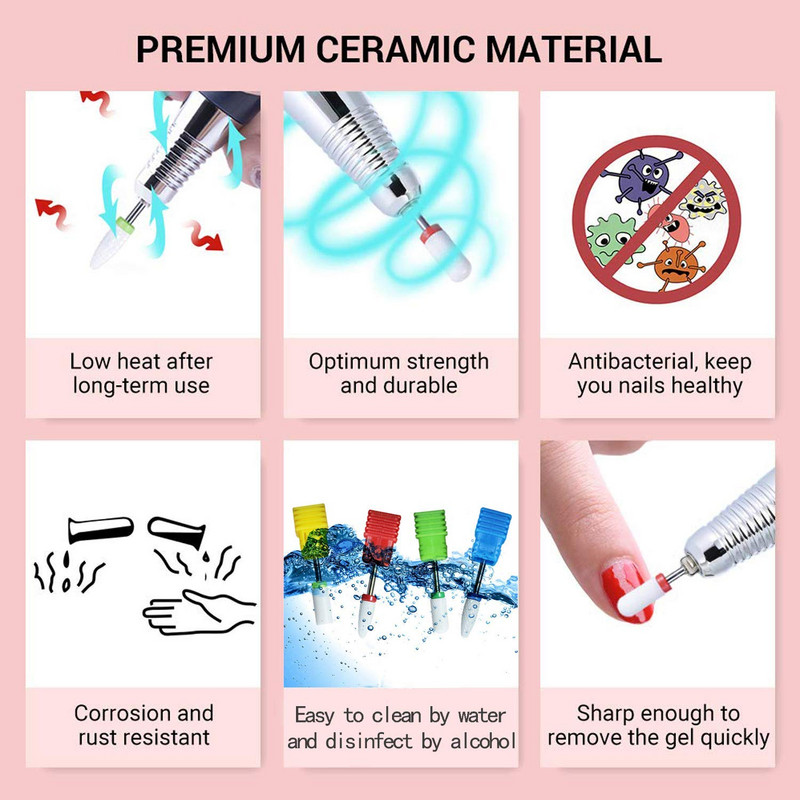 3/32'' keramičke svrdla za nokte Profesionalna električna Efile svrdla za nokte za manikuru, pedikuru, zanoktice, akrilni gel lak za nokte
