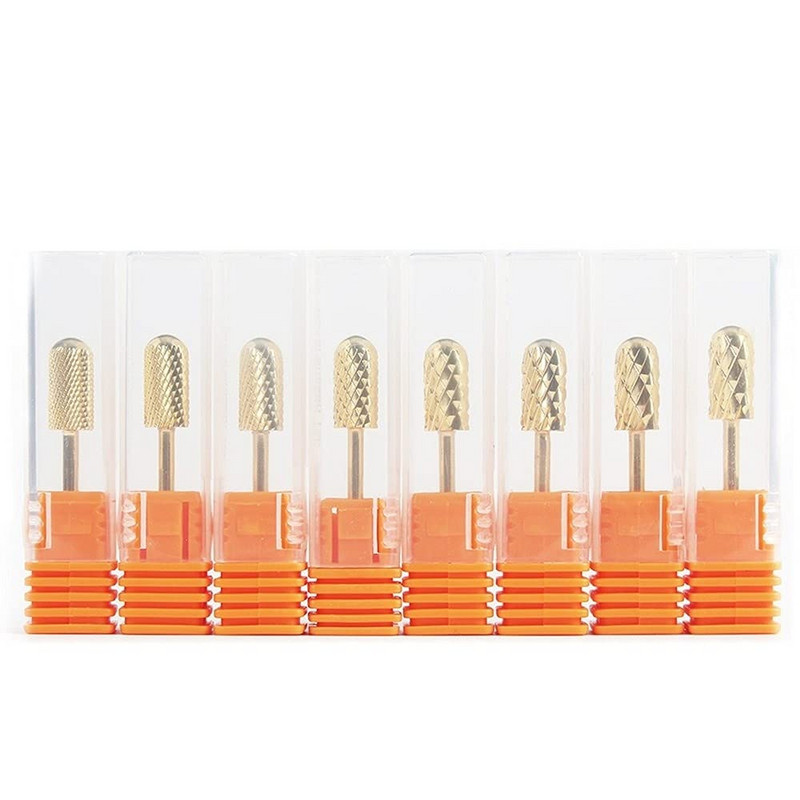 Apsauginiai nagų grąžtai, apvalūs aukso spalva padengti nuo rūdžių volframo frezavimo pjaustytuvai manikiūrui, pedikiūrui, nagų dailės priedai