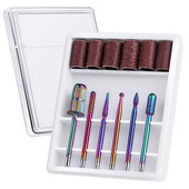 Set dijamantnih svrdla za nokte od 6 kom s brusnim trakama Set svrdla za nokte s trnom 3/32" za akrilne nokte, uklanjanje noktiju s gelom zanoktice