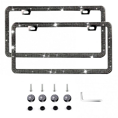 2kom okviri registarskih pločica za automobile od nehrđajućeg čelika sa svjetlucavim dijamantima Dodaci za automobile Pokloni za žene Muškarci Djevojke