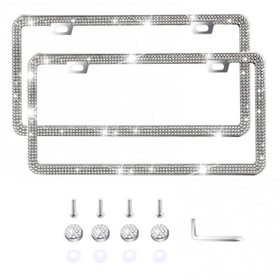 2kom okviri registarskih pločica za automobile od nehrđajućeg čelika sa svjetlucavim dijamantima Dodaci za automobile Pokloni za žene Muškarci Djevojke
