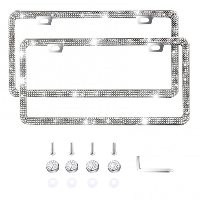 2kom okviri registarskih pločica za automobile od nehrđajućeg čelika sa svjetlucavim dijamantima Dodaci za automobile Pokloni za žene Muškarci Djevojke