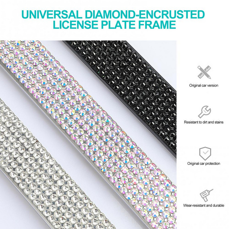 2kom okviri registarskih pločica za automobile od nehrđajućeg čelika sa svjetlucavim dijamantima Dodaci za automobile Pokloni za žene Muškarci Djevojke