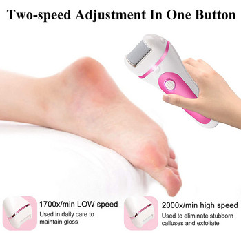 Електрическа пила за крака Callus Rasp USB акумулаторна с 3 ролки 2 скорости Водоустойчива електрическа пила за крака за педикюр Грижа за краката Розово