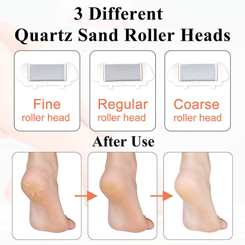Električna turpija za stopala Callus Rasp USB punjiva s 3 valjka 2 brzine Vodootporna električna turpija za stopala za pedikuru Njega stopala Ružičasta