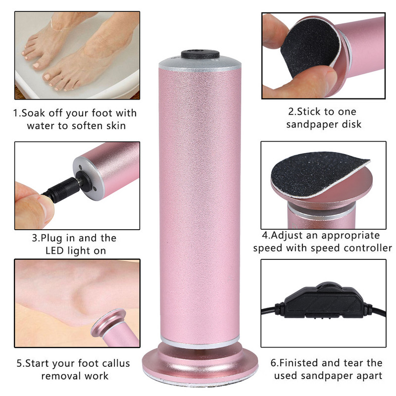 Elektrinis pedikiūro pėdų priežiūros įrankis dildės pedikiūro nuospaudų šalinimo priemonė Įkraunama pjovimo dildė pėdų negyvai odai nuospaudų žievelės valiklis