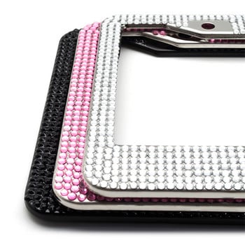 Bling Crystal License Plate Frame Women License Plate Frame License Cover Holder Rhinestone Car License Frame For USA Canada