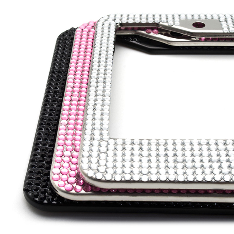 Bling Crystal valstybinio numerio rėmelis Moteriškas valstybinio numerio rėmelis Licencijos dangtelio laikiklis Kalnų krištolinis automobilio licencijos rėmas, skirtas JAV Kanadai