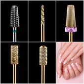 Volframo karbido nagų antgaliai nagų gręžimo E-failui, 3/32 colio antgaliai akriliniams geliniams nagams, salono nagų priežiūros reikmenys, auksas