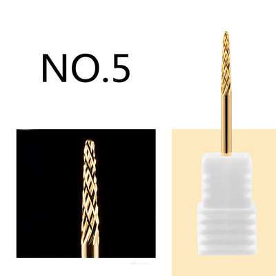 Volframo karbido nagų antgaliai nagų gręžimo E-failui, 3/32 colio antgaliai akriliniams geliniams nagams, salono nagų priežiūros reikmenys, auksas