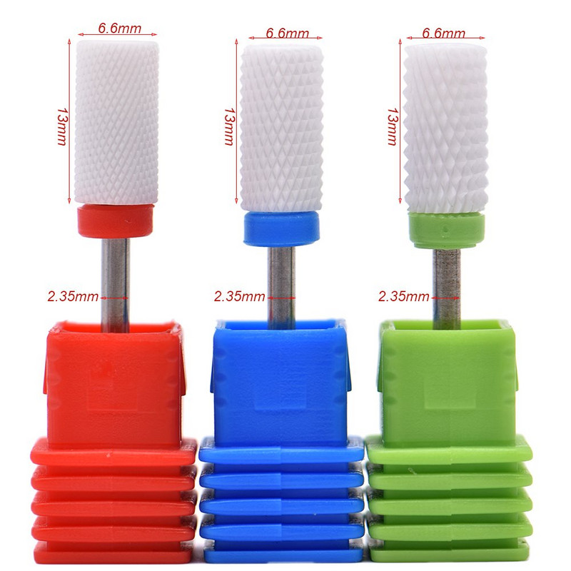 Keraminiai didelės statinės viršaus nagų grąžtai, dydis 3/32 colio, šiurkštus/vidutinis/smulkus, skirtas akriliniams nagams nagų dailės įrankiams