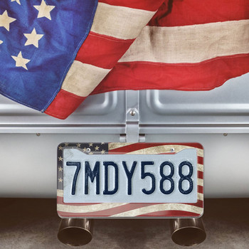 Рамки за рамки за регистрационни табели Автомобил Ретро метално американско знаме Блестящ държач с кристали Мотоциклет Ретро превозно средство Авто