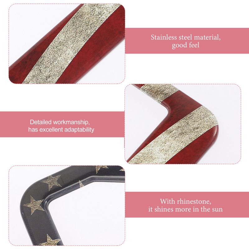 Valstybinio numerio ženklo rėmai Automobilių senovinis metalas Amerikos vėliava blizgantis kalnų krištolo laikiklis motociklas retro transporto priemonė auto