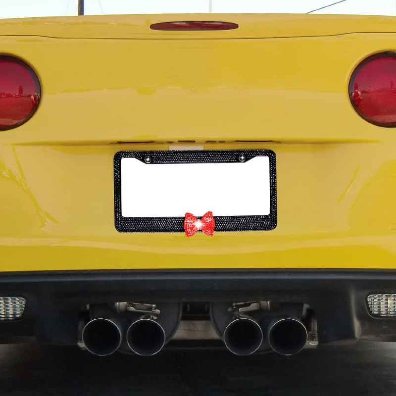 2 vnt Bling metalinio numerio ženklo rėmelio žyma Blizgantis krištolinis deimantinis putojantis kalnų krištolinis valstybinio numerio rėmelis su standartiniu varžtų rinkiniu