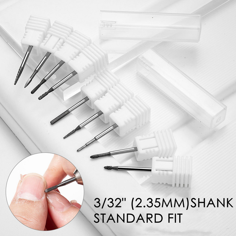 Profesionalus manikiūro grąžtas nagams Volframo korpuso frezavimo pjoviklis nagų šlifuoklio antgaliai odelių šalinimo nagų šlifavimo priedai