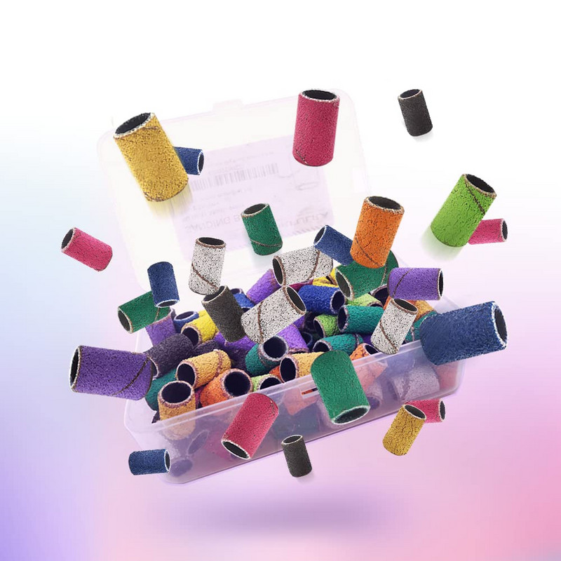 Šlifavimo juostų rinkinys 100 vnt. mišrių spalvų nagų šlifavimo dangtelis nagų grąžtams Efile manikiūro gelio lako valiklis Viskas manikiūrui