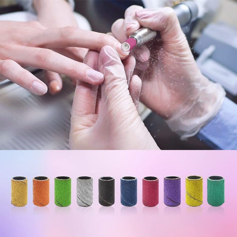 Šlifavimo juostų rinkinys 100 vnt. mišrių spalvų nagų šlifavimo dangtelis nagų grąžtams Efile manikiūro gelio lako valiklis Viskas manikiūrui