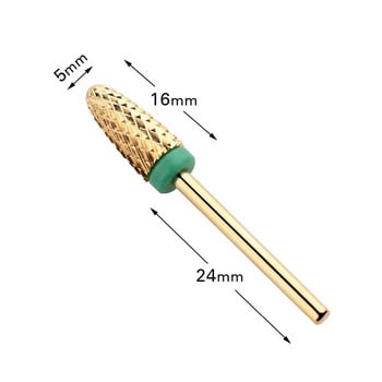 Τρυπάνια νυχιών 3/32\'\' Καρβιδίου Μύτη φλόγας Χρυσό Χρώμα χοντρό μεσαίο λεπτό μέγεθος για ηλεκτρικό εργαλείο μανικιούρ με λίμα νυχιών