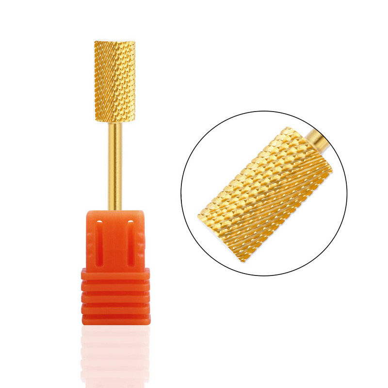 Auksiniai nagų grąžtai volframo korpuso plokščia viršūnė 3/32 colio (2,35 mm) standartinio koto, aštraus, patvari, manikiūro pedikiūrui