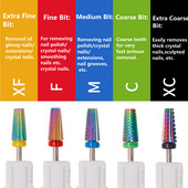 Spalvingi volframo gręžtuvai, 3/32 colių (2,35 mm) daugiafunkciniai nagų pjaustytuvai, kūginės formos tiesaus kirpimo, viskas manikiūrui