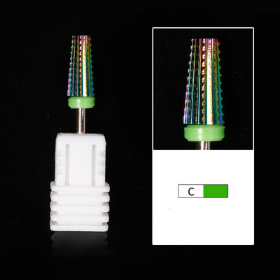 Spalvingi volframo gręžtuvai, 3/32 colių (2,35 mm) daugiafunkciniai nagų pjaustytuvai, kūginės formos tiesaus kirpimo, viskas manikiūrui