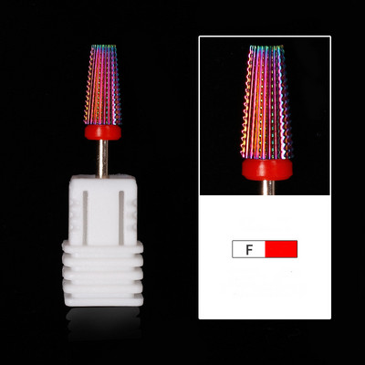 Spalvingi volframo gręžtuvai, 3/32 colių (2,35 mm) daugiafunkciniai nagų pjaustytuvai, kūginės formos tiesaus kirpimo, viskas manikiūrui