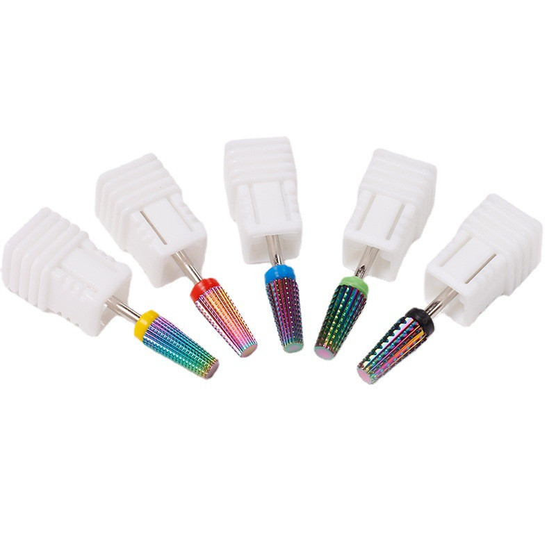 Spalvingi volframo gręžtuvai, 3/32 colių (2,35 mm) daugiafunkciniai nagų pjaustytuvai, kūginės formos tiesaus kirpimo, viskas manikiūrui