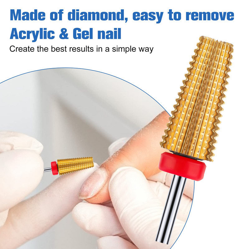 5 viename nagų grąžtai, karbido kūginės vamzdinės frezos 3/32 colių profesionalus 6 vnt. nagų grąžtų rinkinys, skirtas namų salono nagų įrankiams