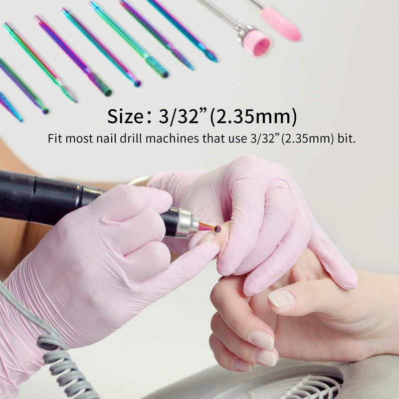 10 vienetų nagų grąžtų rinkinys deimantiniai odelių grąžtai akriliniai nagų dildės antgaliai nagų dailės įrankiai manikiūro pedikiūrui namų salone