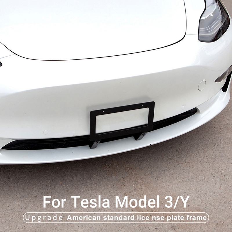 Suport de montare pentru plăcuță de înmatriculare pentru Tesla Model 3/Y 2017-2021, aliaj de aluminiu, fără perforare, cadru pentru plăcuța de înmatriculare din SUA