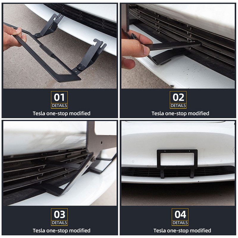 Suport de montare pentru plăcuță de înmatriculare pentru Tesla Model 3/Y 2017-2021, aliaj de aluminiu, fără perforare, cadru pentru plăcuța de înmatriculare din SUA