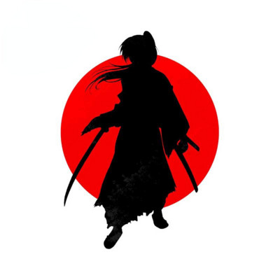 TT Creative 13 cm-es Samurai Warrior autómatrica, karcmentes napvédő dekoráció lakóautóhoz, ablakos graffiti matrica