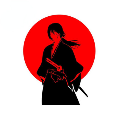 TT Creative 13 cm-es Samurai Warrior autómatrica, karcmentes napvédő dekoráció lakóautóhoz, ablakos graffiti matrica