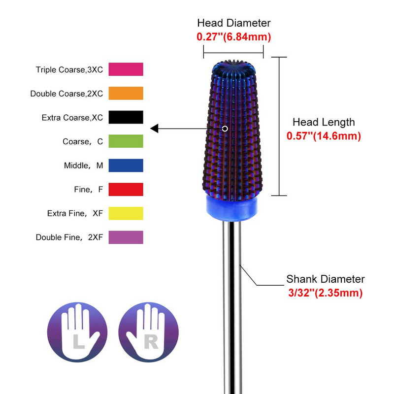 5 viename daugiafunkcis kūginės formos tiesus nagų grąžtas volframo plieno antgaliai, skirti odelių valikliui, manikiūro mašinai, pedikiūro įrankiui