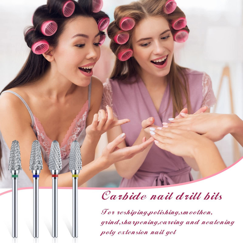 3/32 colių profesionalūs volframo nagų grąžtai, skirti akrilo nagų dailinimui karbido manikiūro pedikiūro formos pašalinimo įrankiai, namų salone