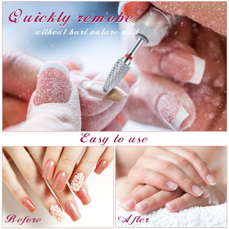 3/32 colių profesionalūs volframo nagų grąžtai, skirti akrilo nagų dailinimui karbido manikiūro pedikiūro formos pašalinimo įrankiai, namų salone