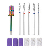 6 vnt deimantinių nagų grąžtų rinkinys su 6 vnt nagų šlifavimo juostomis įtvaro antgalio spiralės frezavimo pjaustytuvas vidutinio smulkumo nagų įrankiais